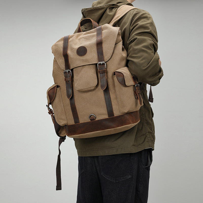 Canvas Backpack Casual - Ретро мужская уличная велосипедная холщовая сумка,